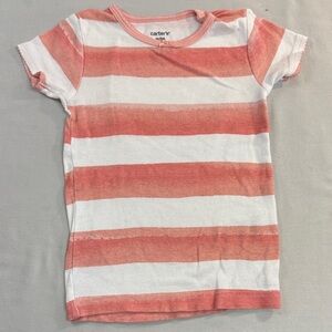 Carter's - 3T Kids Coral and White Striped Tee